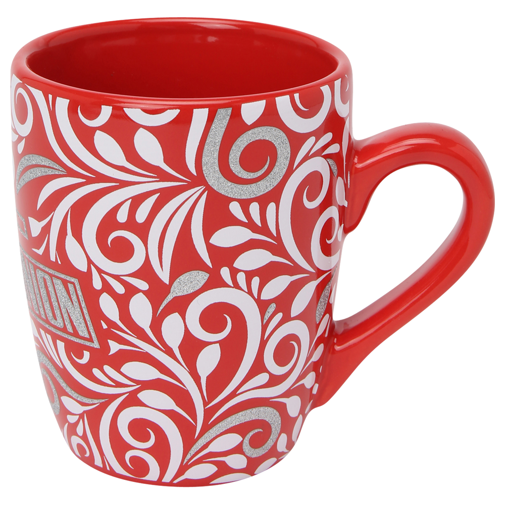 Tasse Logo Glitzer - rot/weiß