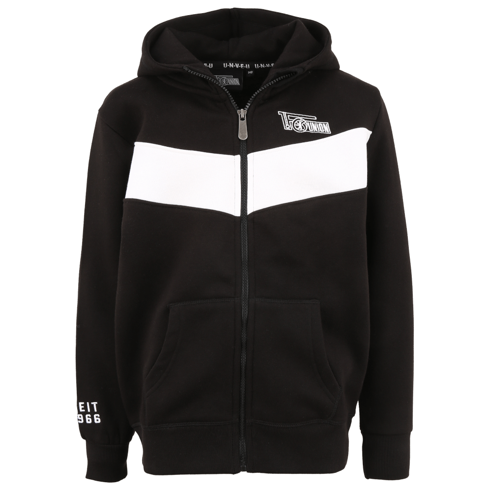 Kinder Kapuzenjacke Blockstreifen - schwarz