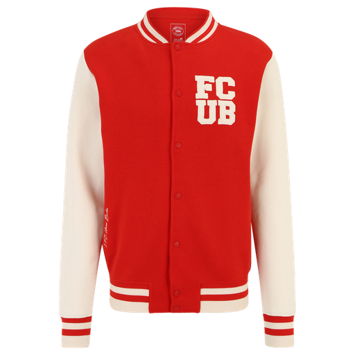 [UB052313] Collegejacke FCUB - rot/weiß