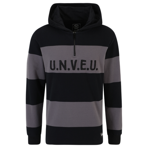 [UB052206] Kapuzenpullover UNVEU gestreift - schwarz/grau