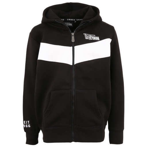 [UB072101] Kinder Kapuzenjacke Blockstreifen - schwarz