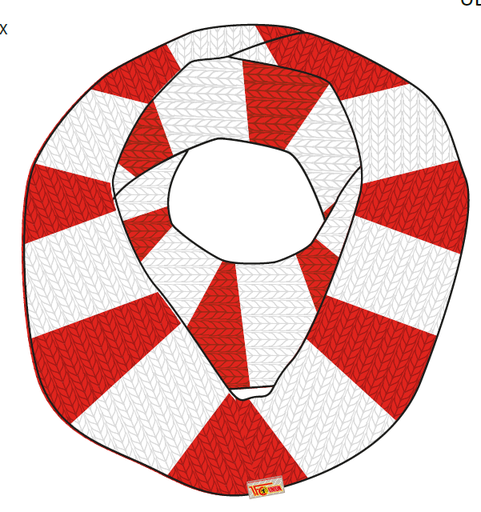 [UB242417] Schal Blockstreifen Loop - rot/weiß