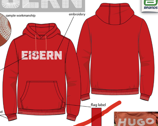 [UB052510] Kapuzenpullover Eisern - rot